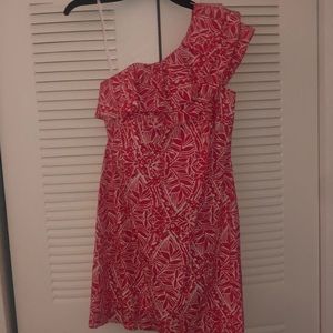 Lilly Pulitzer red mini one shoulder dress